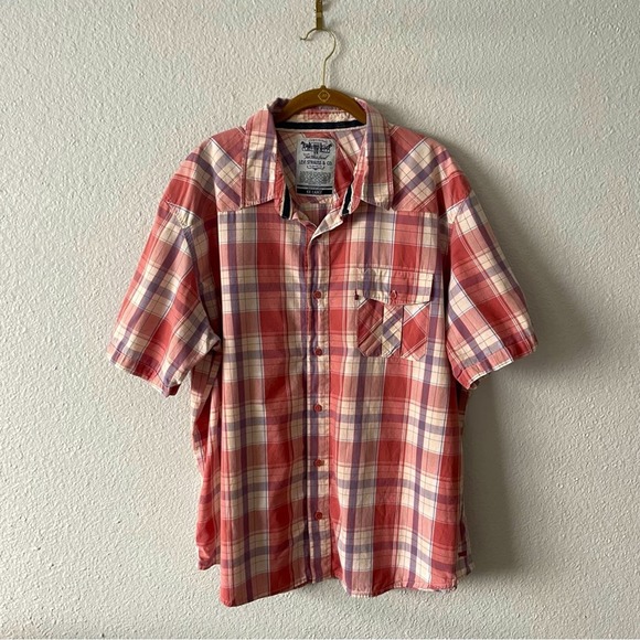 Levi's Other - Levi’s Short Sleeve Button Up Shirt Blue & Rust Size XXL